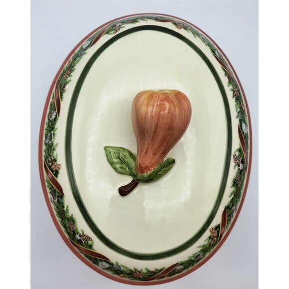 Vintage Christopher Radko Christophers Tree Nut Oval Ceramic Covered Dish - Picture 4 of 8